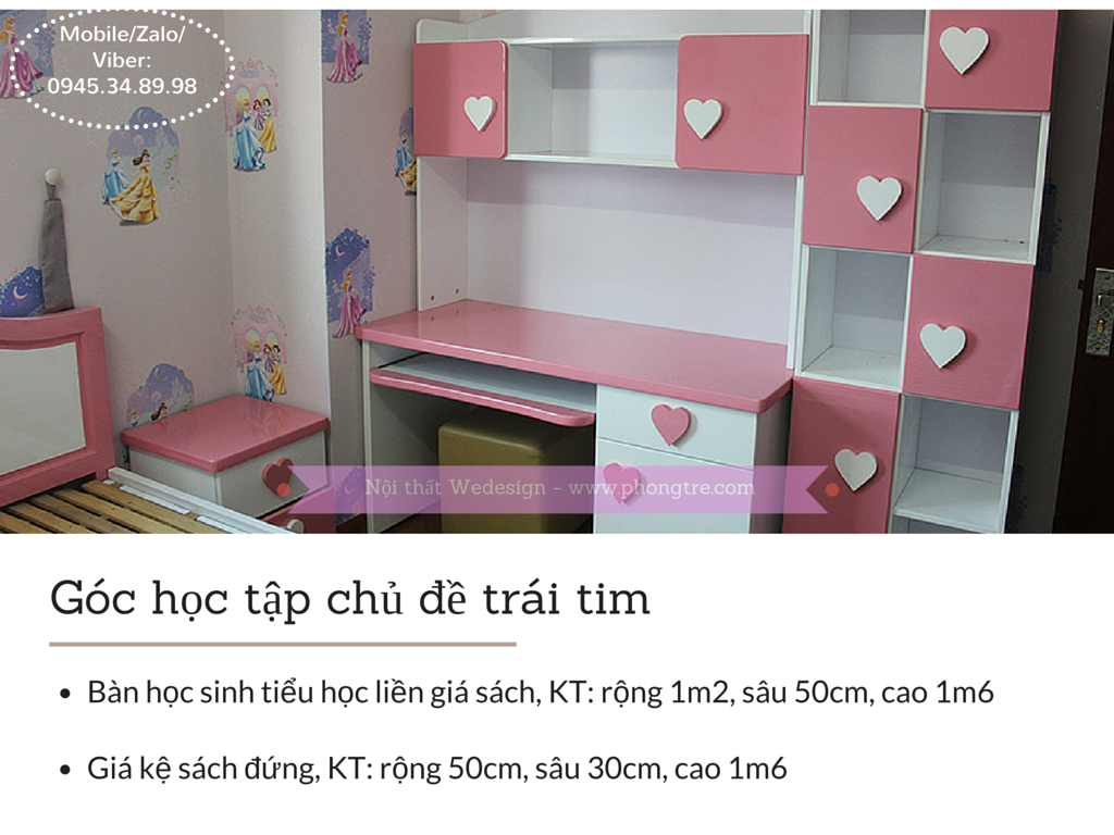 Album góc học tập - tủ quần áo chủ đề trái tim